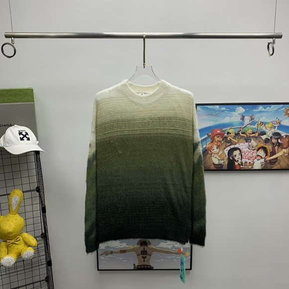 Off-White Classic Cross Arrows Loose Slouchy Green Sweater - Picture 2 of 9